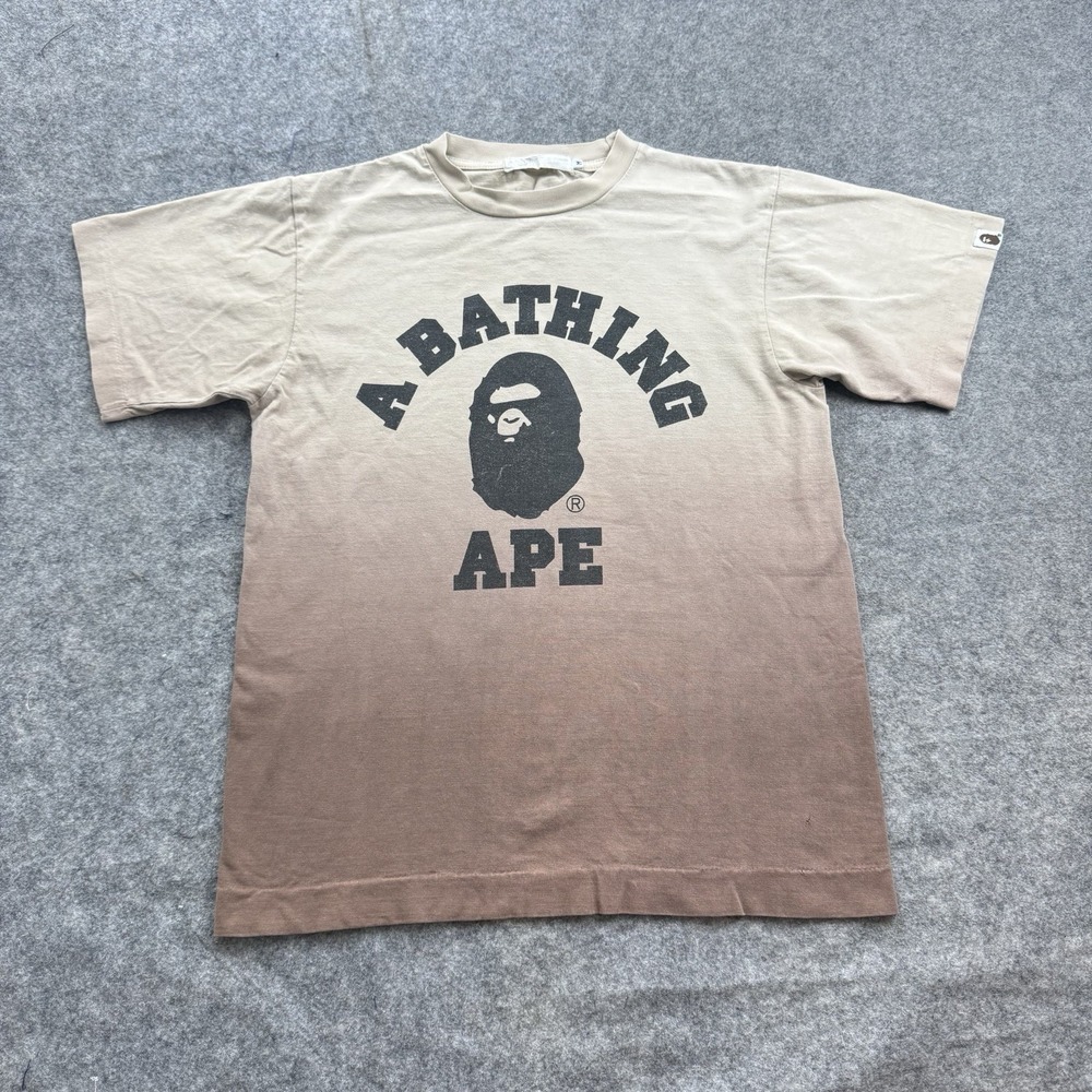 VTG A Bathing Ape Shirt Medium Gradient College Logo Ombre Dip Dye Nigo Era BAPE